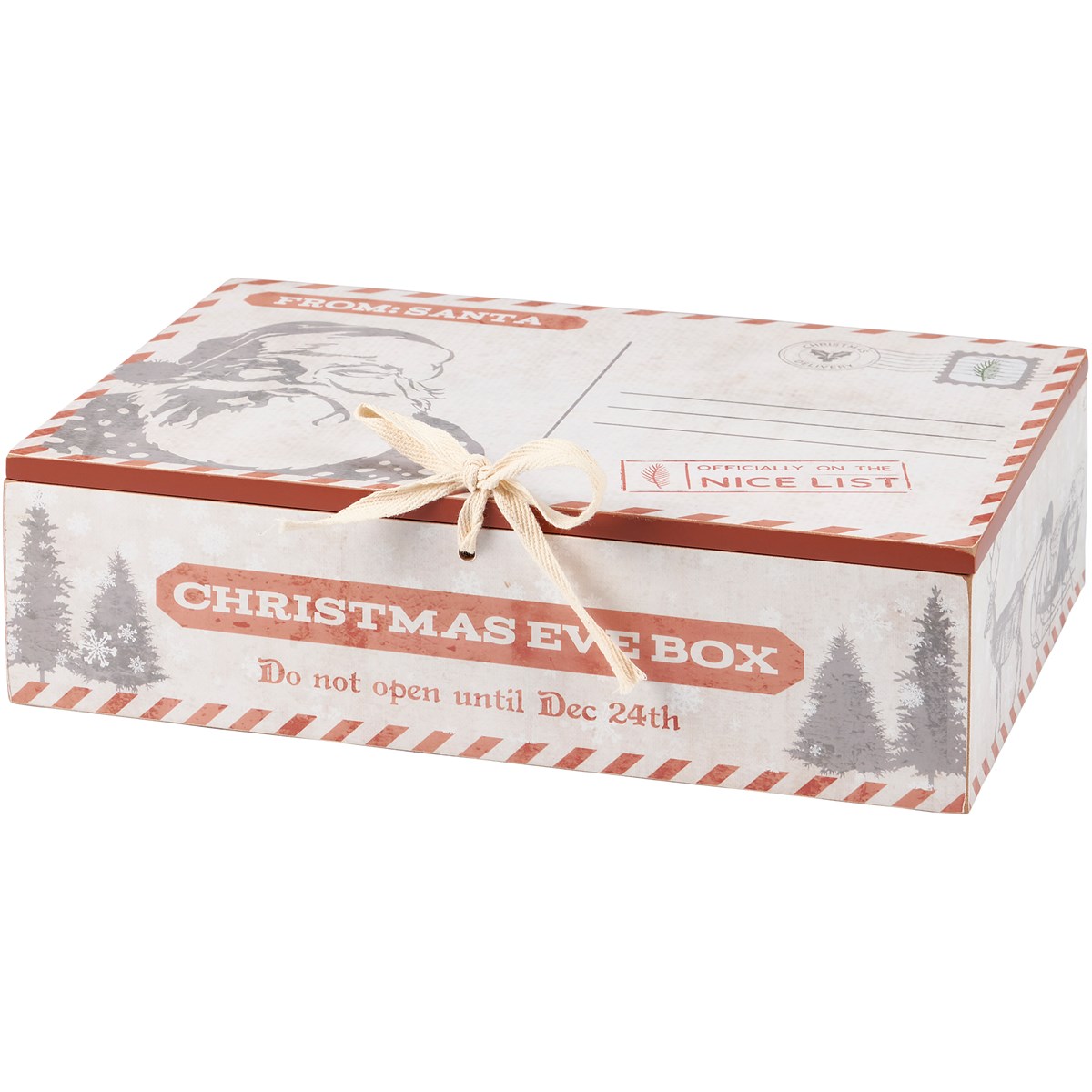 Vintage Christmas Eve Giving Box - Wood, Paper, Metal, Cotton