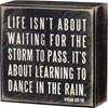 Box Sign - Dance In The Rain - 4" x 4" x 1.75" - Wood