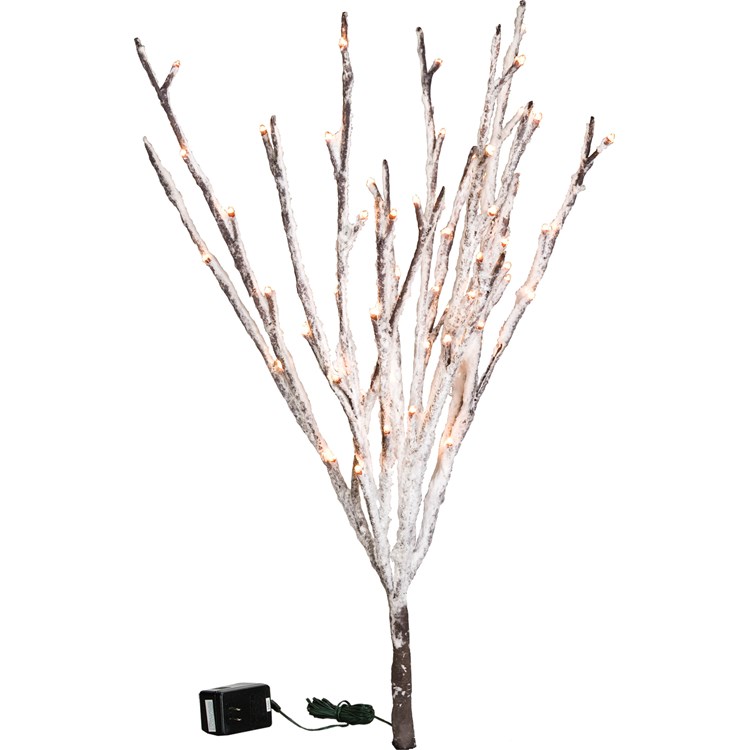Snowy Twig - 60L Small - 19.75" Tall, 60 Lights, 16' Cord, 1 Stem - Wire, Plastic, Cord 