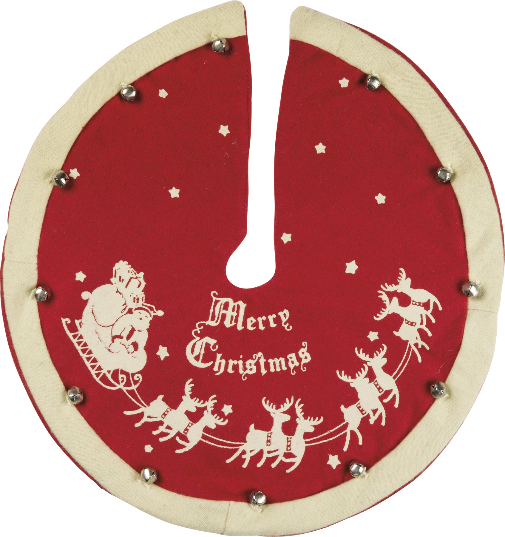 Christmas Stocking Set Large Bells Felt Santa Vintage Inspired 2269