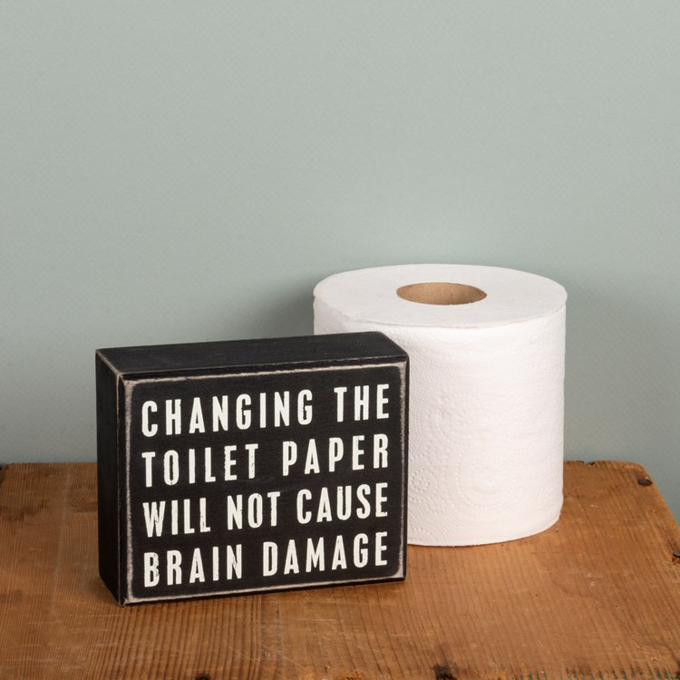 Box Sign - Toilet Paper - 5" x 4" x 1.75" - Wood