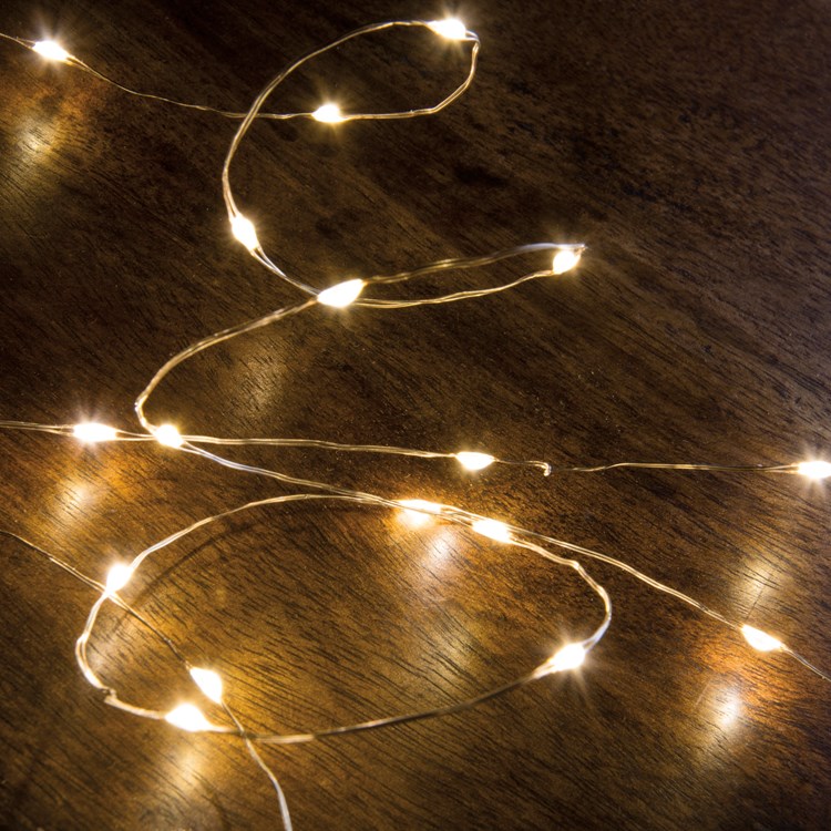 Copper Wire String Lights - 20 L - 46" Long, 20 Lights, 12" Cord - Wire, Plastic, Cord