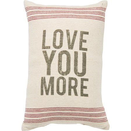 Linen Pillow - Love You More - 10" x 15" - Cotton, Zipper