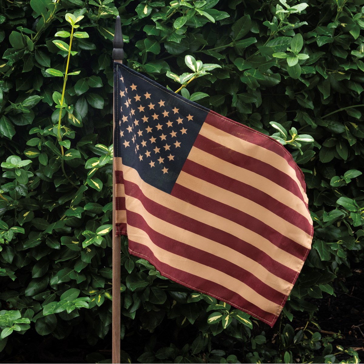 Large Primitive American Flag - Fabric, Wood