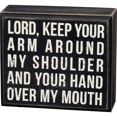 Hand Over My Mouth Box Sign - Wood