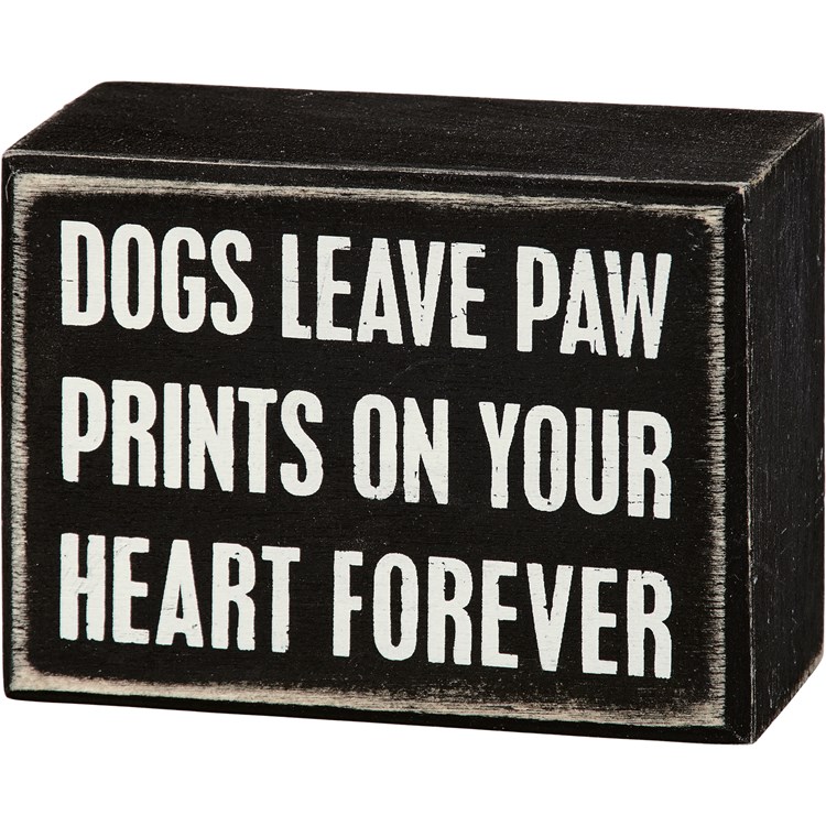 Box Sign - Dogs Paw Prints - 4" x 3" x 1.75" - Wood