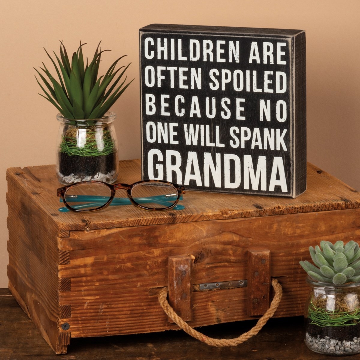 Spank Grandma Box Sign - Wood