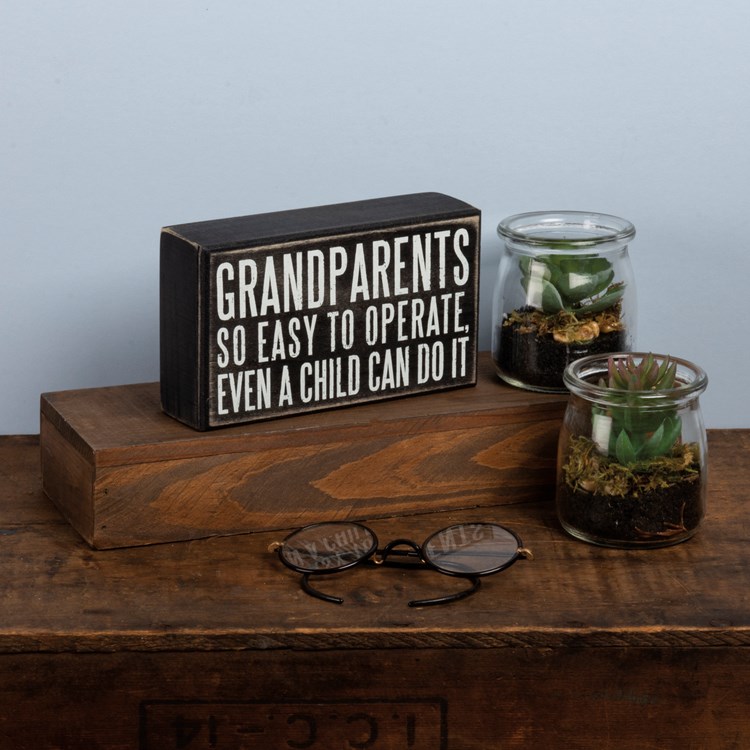 Box Sign - Grandparents - 6" x 3.50" x 1.75" - Wood