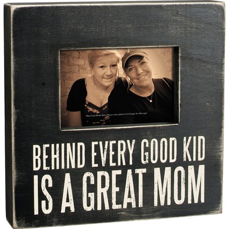 Box Frame - Great Mom - 10" x 10" x 2", Fits 6" x 4" Photo - Wood, Glass