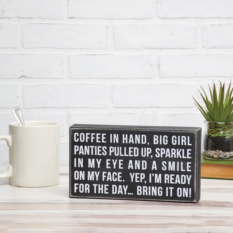 Coffee In Hand Box Sign - Wood