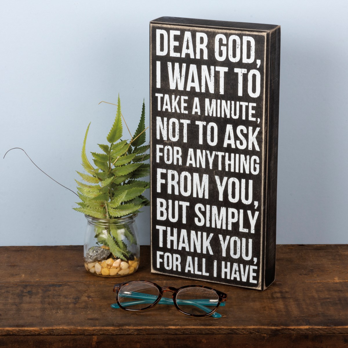 Dear God Box Sign - Wood