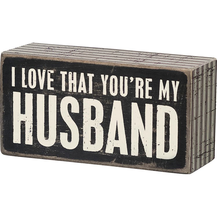 Box Sign - My Husband - 5" x 2.50" x 1.75" - Wood, Paper