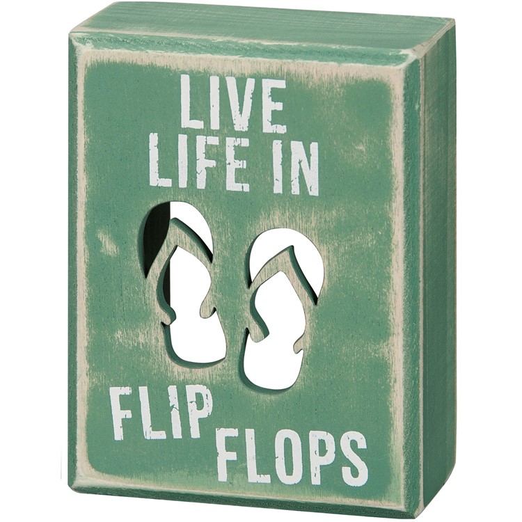 Flip Flops Box Sign - Wood