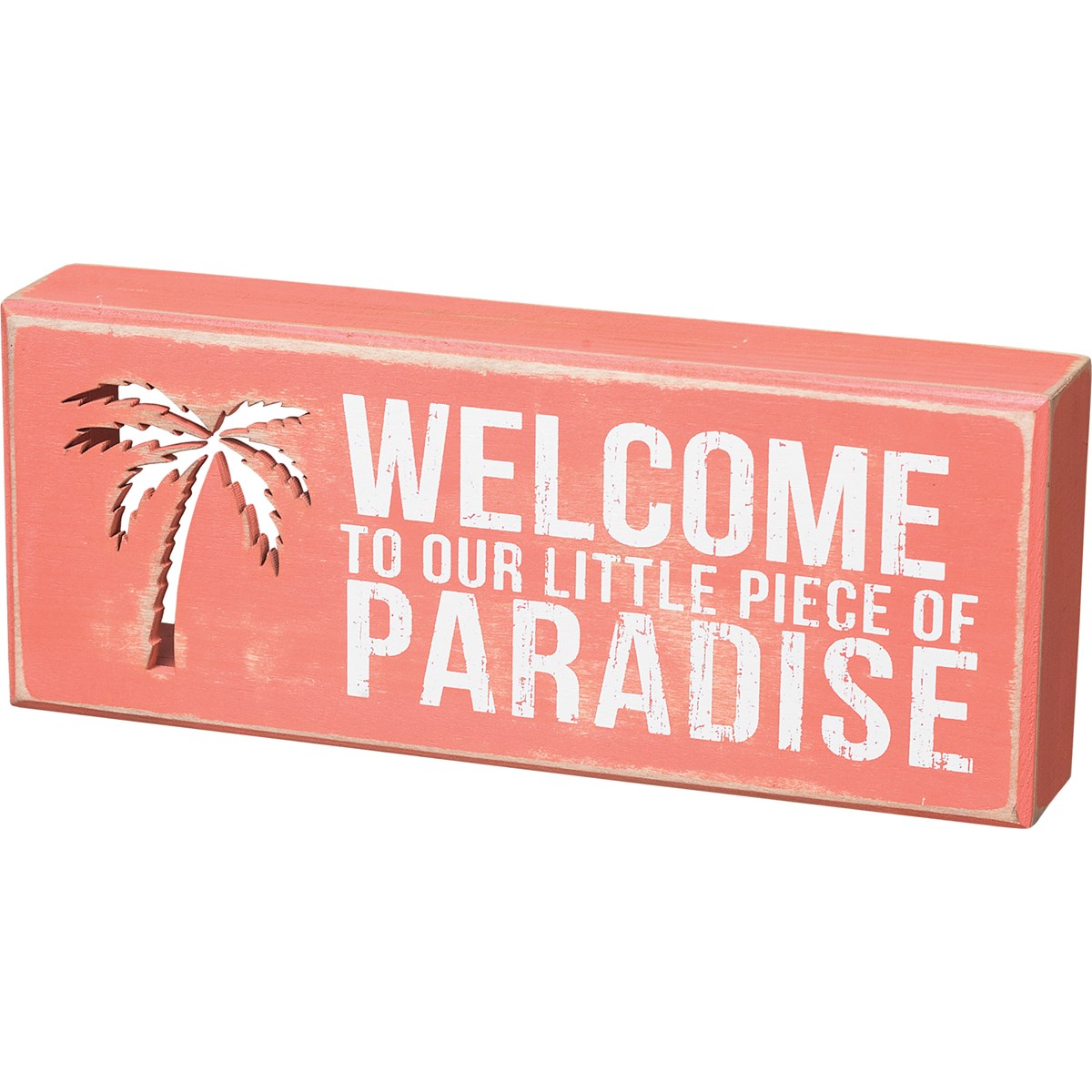 Box Sign - Piece Of Paradise - 10" x 4" x 1.75" - Wood