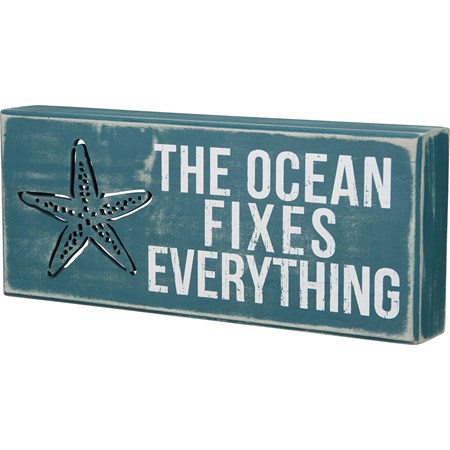 Box Sign - The Ocean Fixes - 12" x 5" x 1.75" - Wood