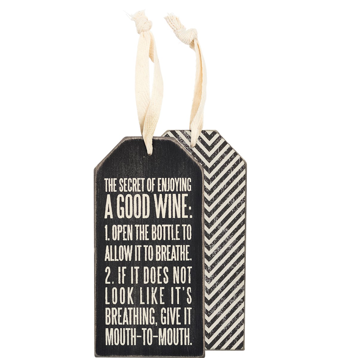 Mouth To Mouth Bottle Tag - Wood, Cotton