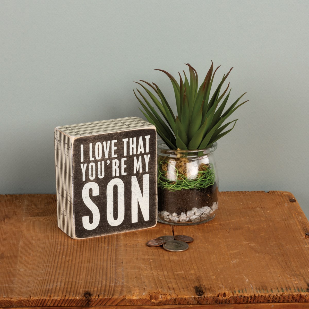 Box Sign - My Son - 3.50" x 4" x 1.75" - Wood, Paper