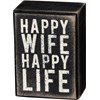 Box Sign - Happy Wife - 2.50" x 3.50" x 1.75" - Wood
