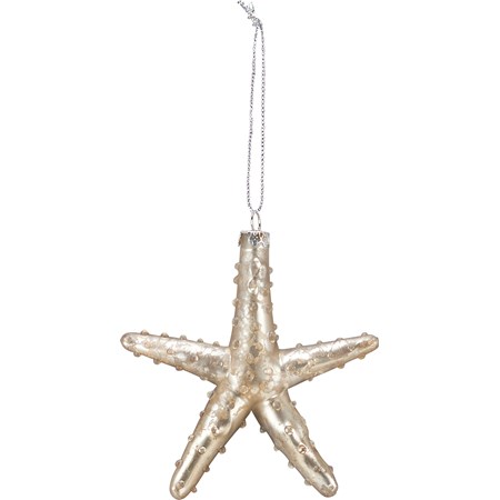 Glass Ornament - Starfish - 3.75" Tall - Glass, Metal