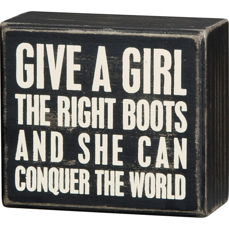 Conquer The World Box Sign - Wood