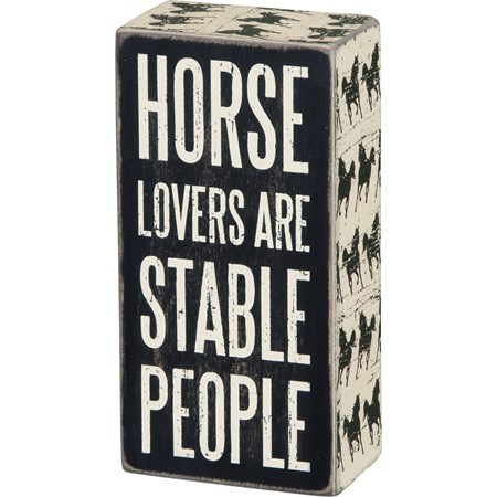 Box Sign - Horse Lovers - 3" x 6" x 1.75" - Wood, Paper
