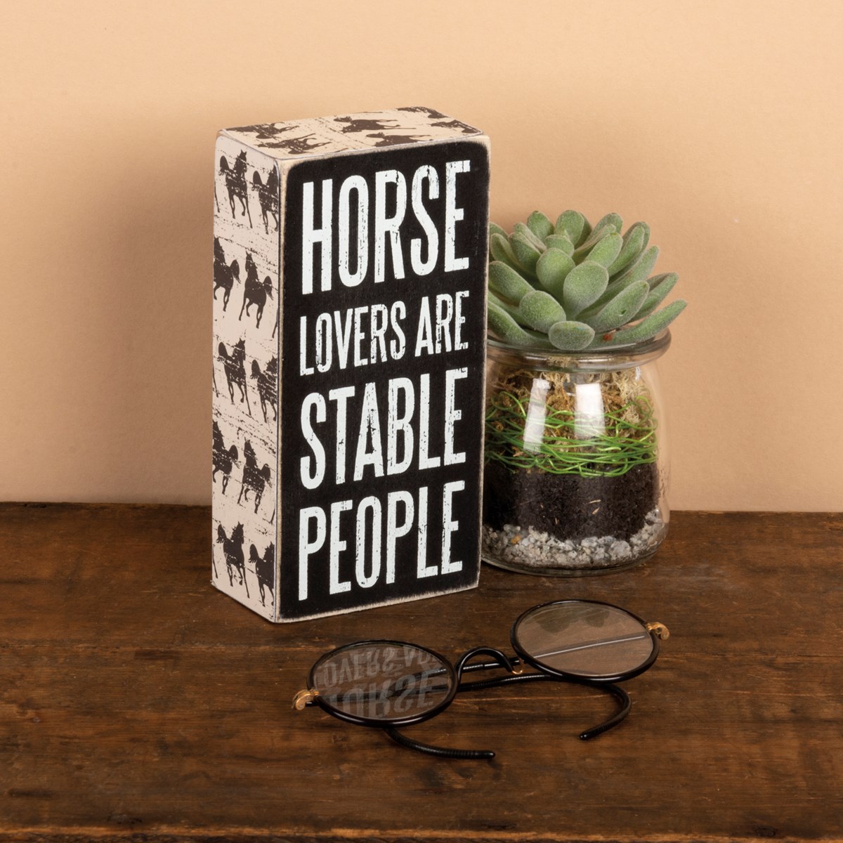 Horse Lovers Box Sign - Wood, Paper
