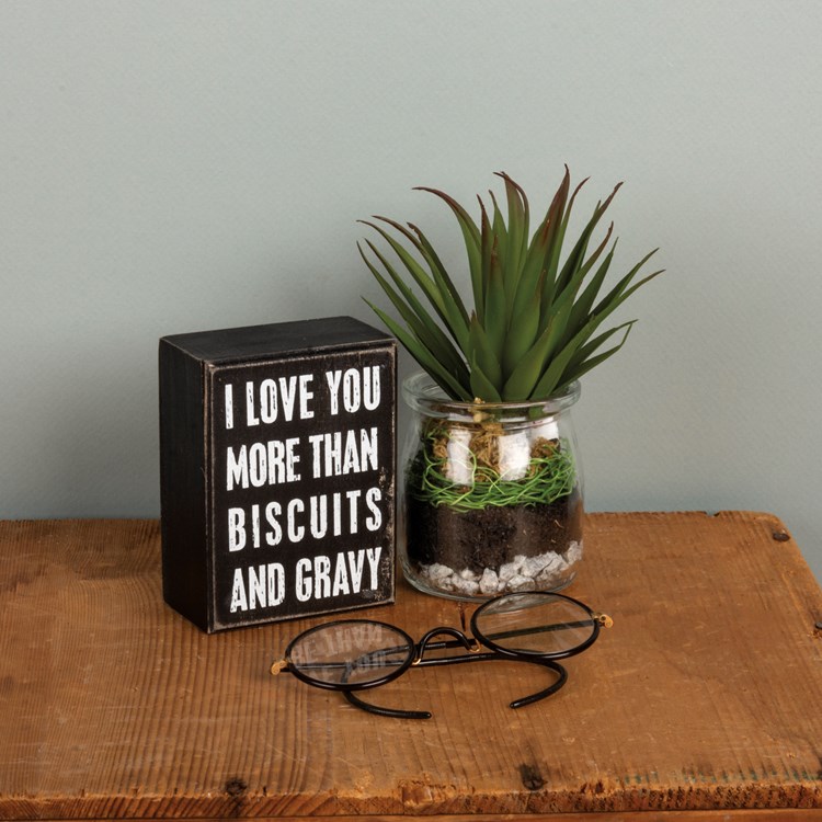 Box Sign - Biscuits - 3" x 4" x 1.75" - Wood
