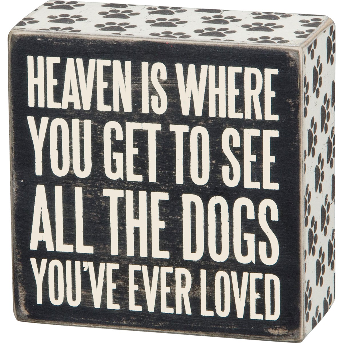 Box Sign - All The Dogs - 4" x 4" x 1.75" - Wood, Paper