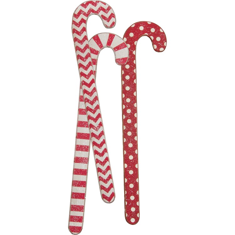 Jumbo Red Candy Canes  - Wood, Mica