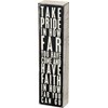 Box Sign - Take Pride - 3" x 12" x 1.75" - Wood, Paper
