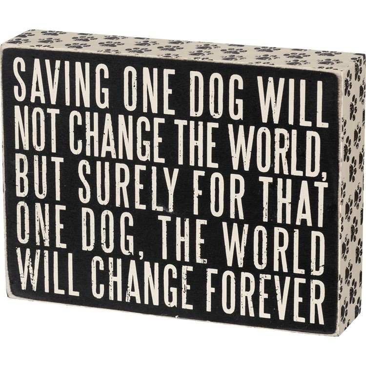 One Dog Box Sign - Wood