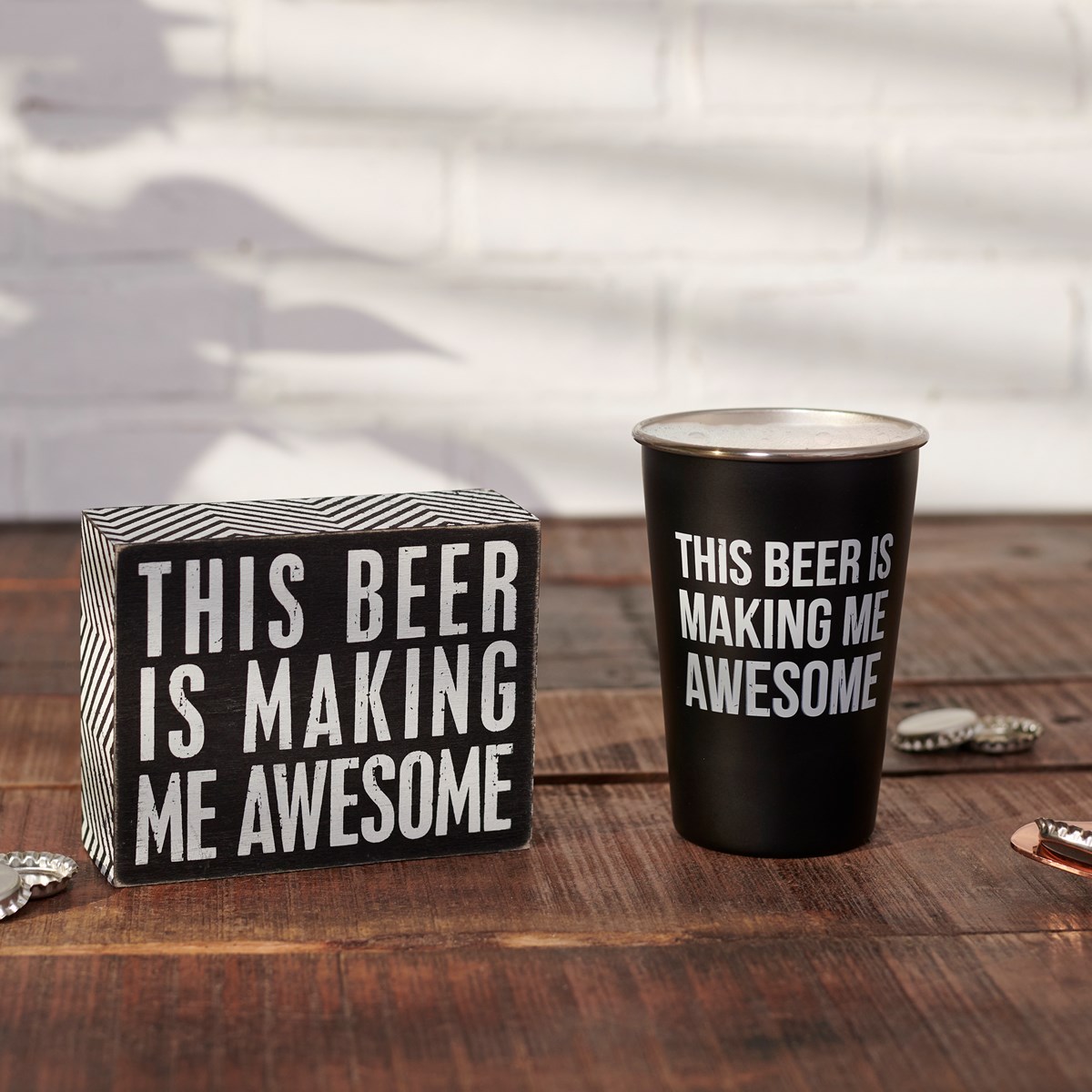 Beer Awesome Box Sign - Wood