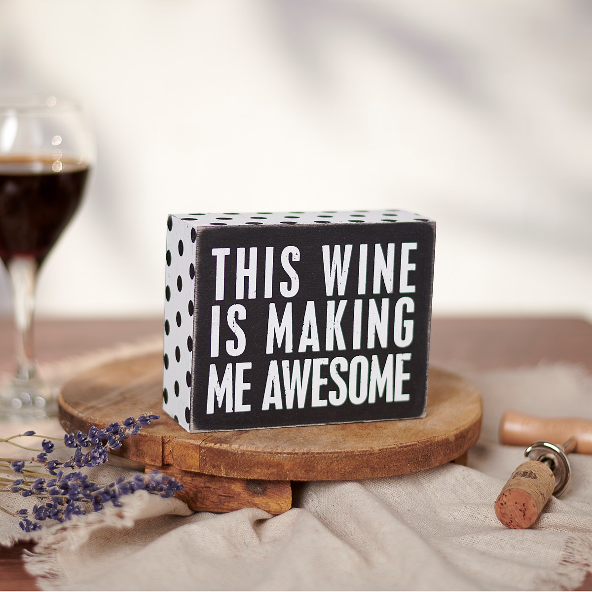 Wine Awesome Box Sign - Wood