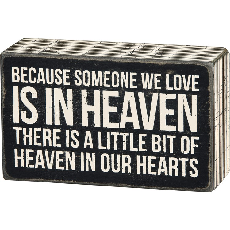 Box Sign - In Our Hearts - 5" x 3" x 1.75" - Wood, Paper