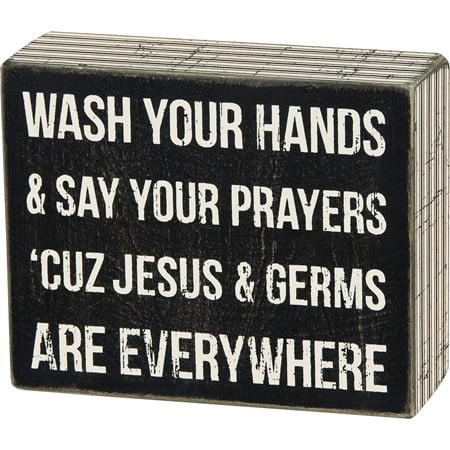 Box Sign - Jesus & Germs - 5" x 4" x 1.75" - Wood