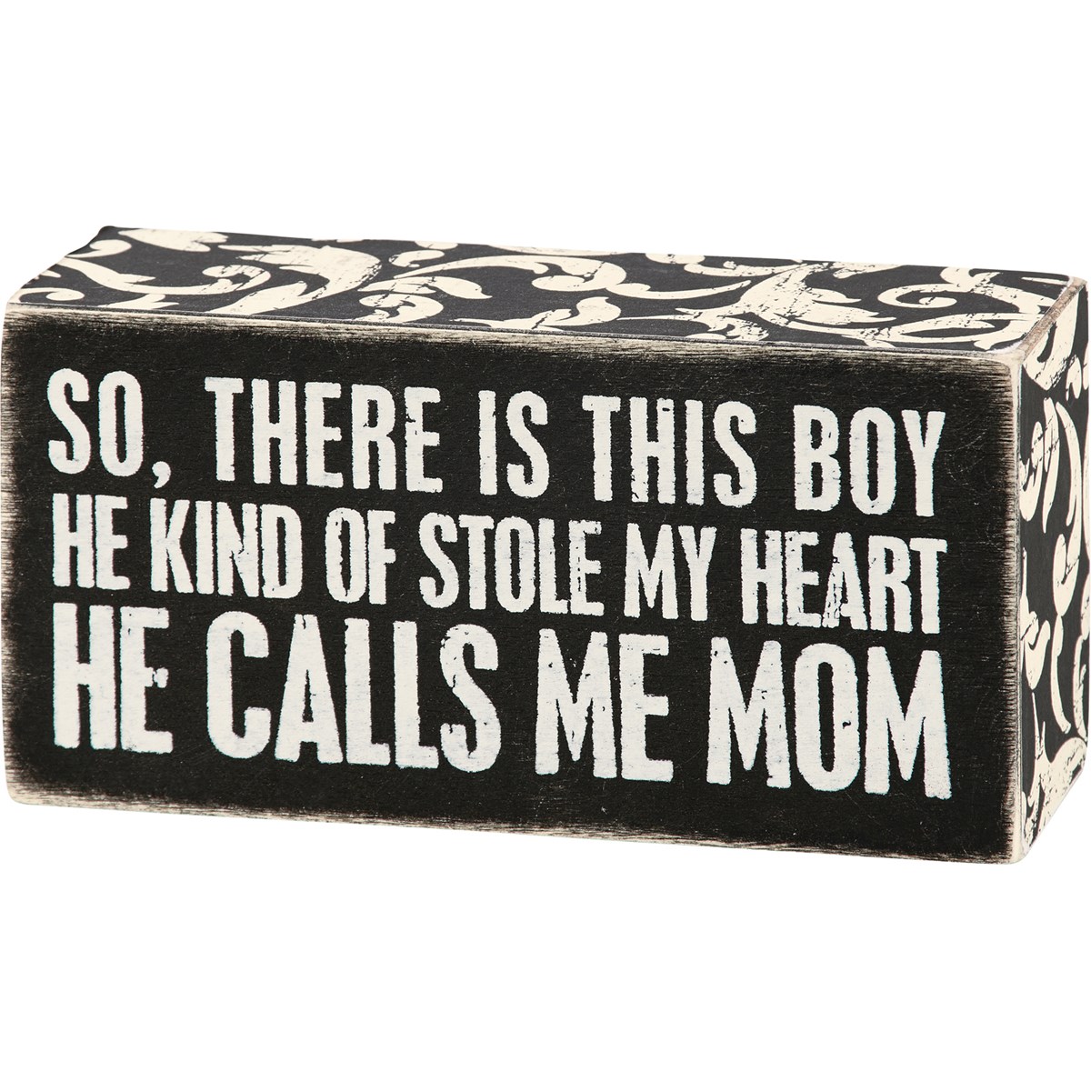 Box Sign - Calls Me Mom - 5" x 2.50" x 1.75" - Wood, Paper