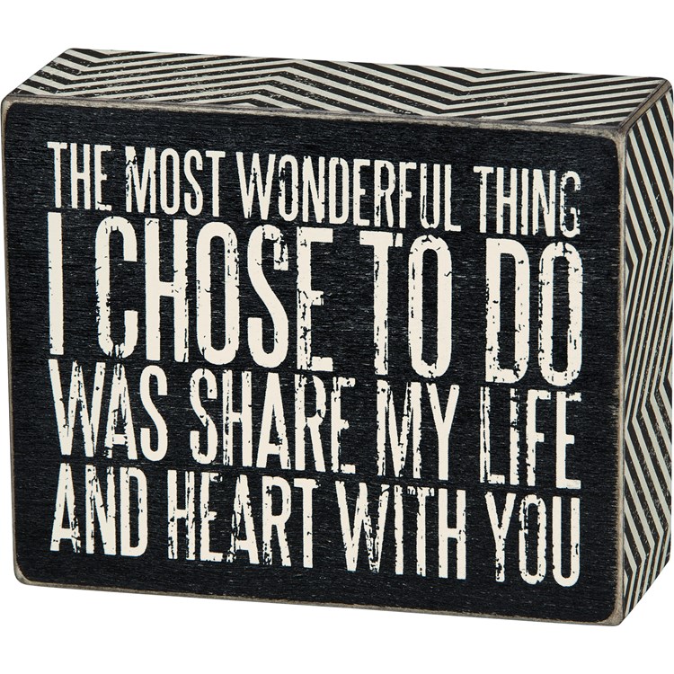 Box Sign - Share My Life - 5" x 4" x 1.75" - Wood, Paper