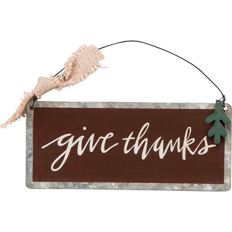 Give Thanks Hanging Decor - Metal, Wire, Burlap