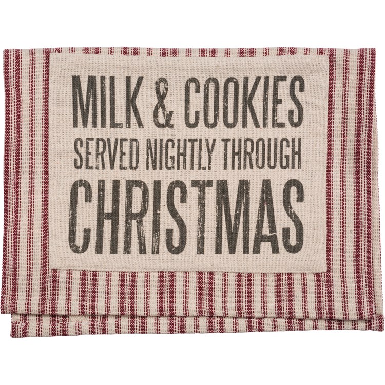 Kitchen Towel - Milk & Cookies Served Nightly - 15" x 24" - Cotton