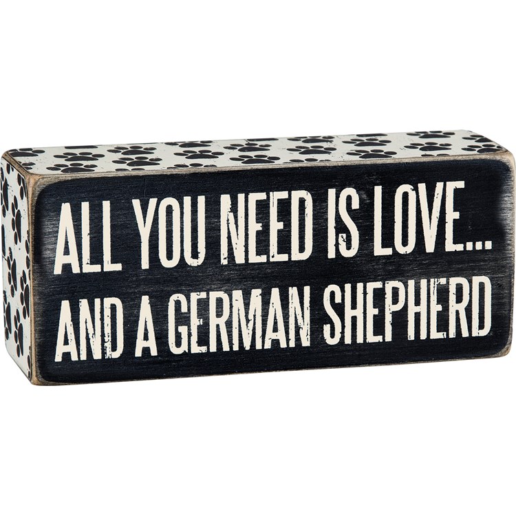 Box Sign - German Shepherd - 6" x 2.50" x 1.75" - Wood, Paper