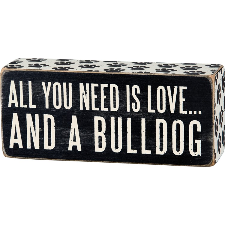 Bulldog Box Sign - Wood, Paper