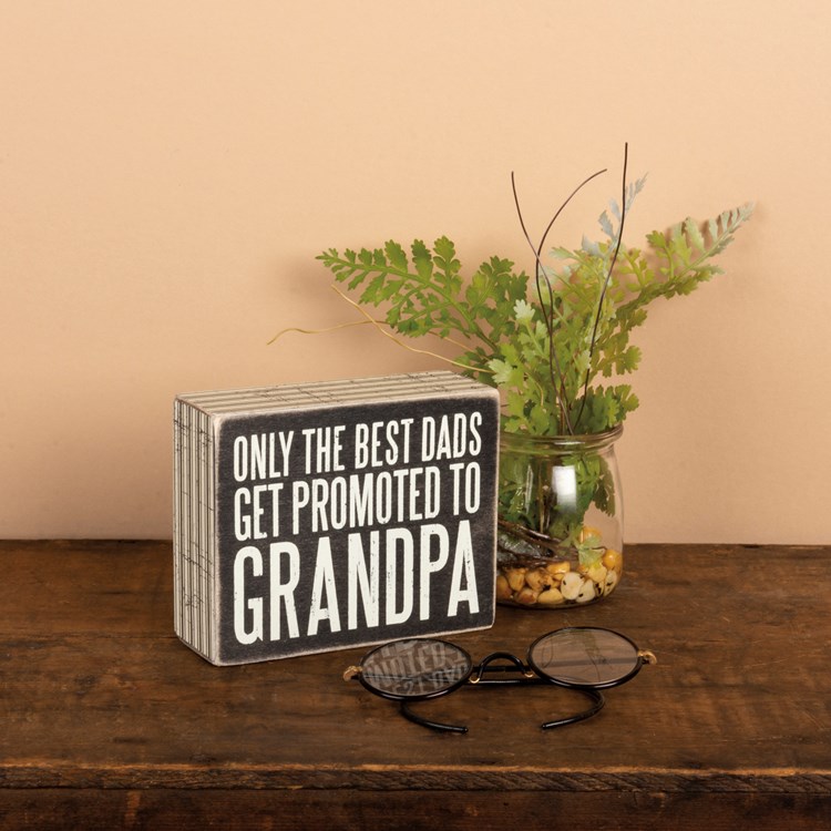Promoted To Grandpa Box Sign - Wood, Paper