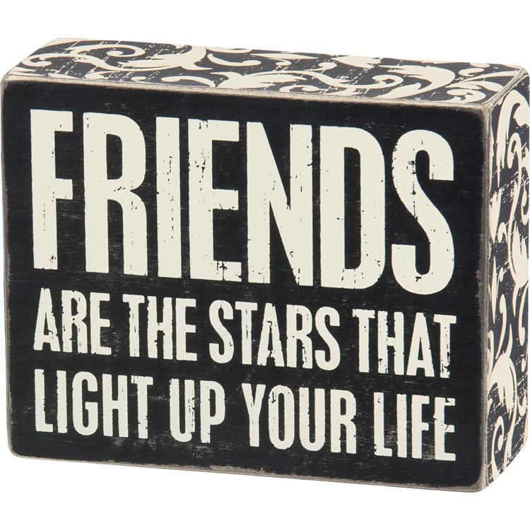 Friends Are Stars Box Sign - Wood, Paper