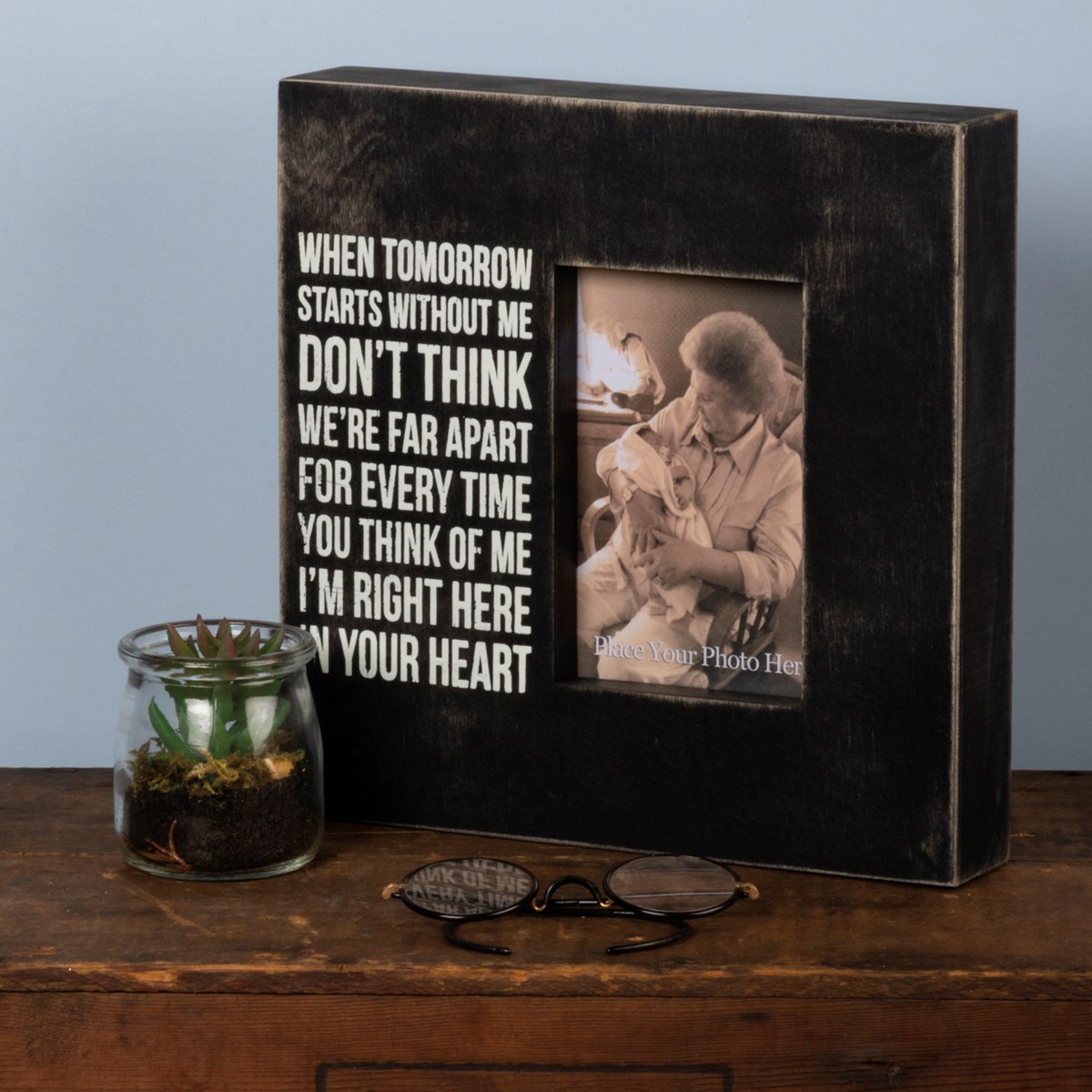Box Frame - In Your Heart - 10" x 10" x 2", Fits 4" x 6" Photo - Wood, Glass