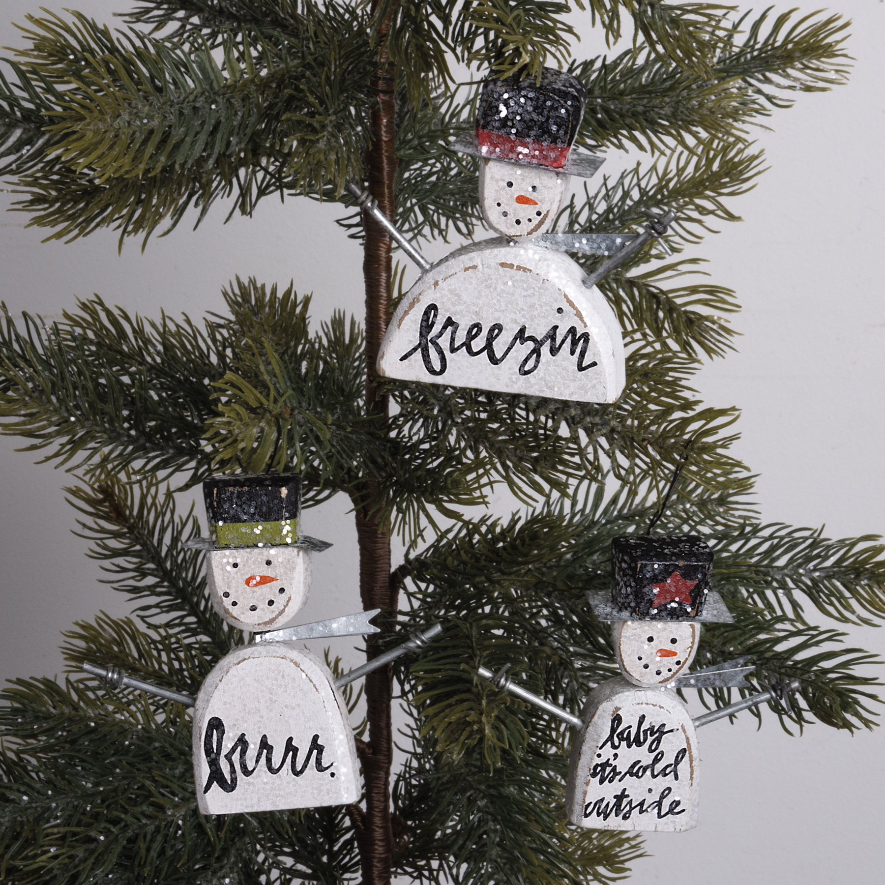 Details about   Primitives by Kathy homespun Shirt Ornaments w snowmen Christmas Tree 16499 3pc 