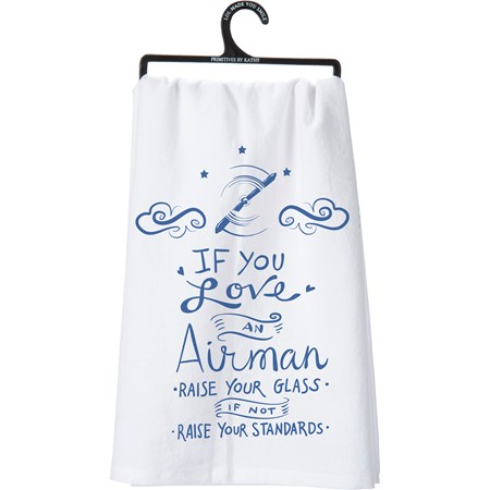 Kitchen Towel - Love An Airman Raise Your Glass - 28" x 28" - Cotton