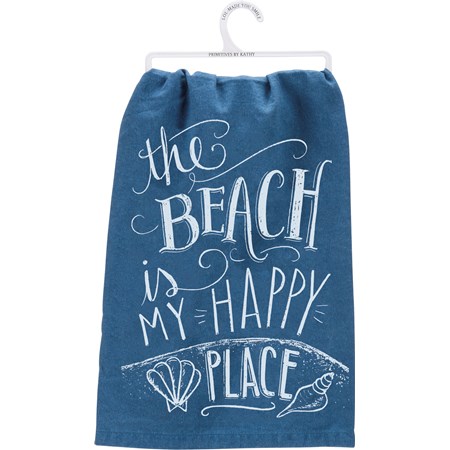 Kitchen Towel - The Beach Is My Happy Place - 28" x 28" - Cotton