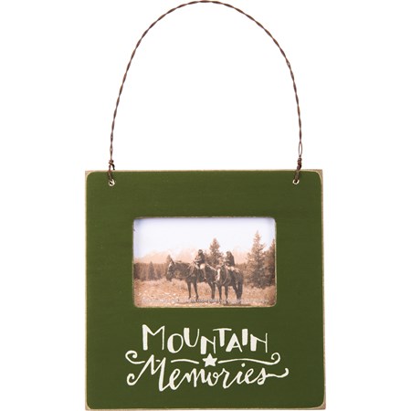 Mini Frame - Mountain Memories - 4.50" x 4.50" x 0.25", Fits 3" x 2" Photo - Wood, Plastic, Wire, Magnet