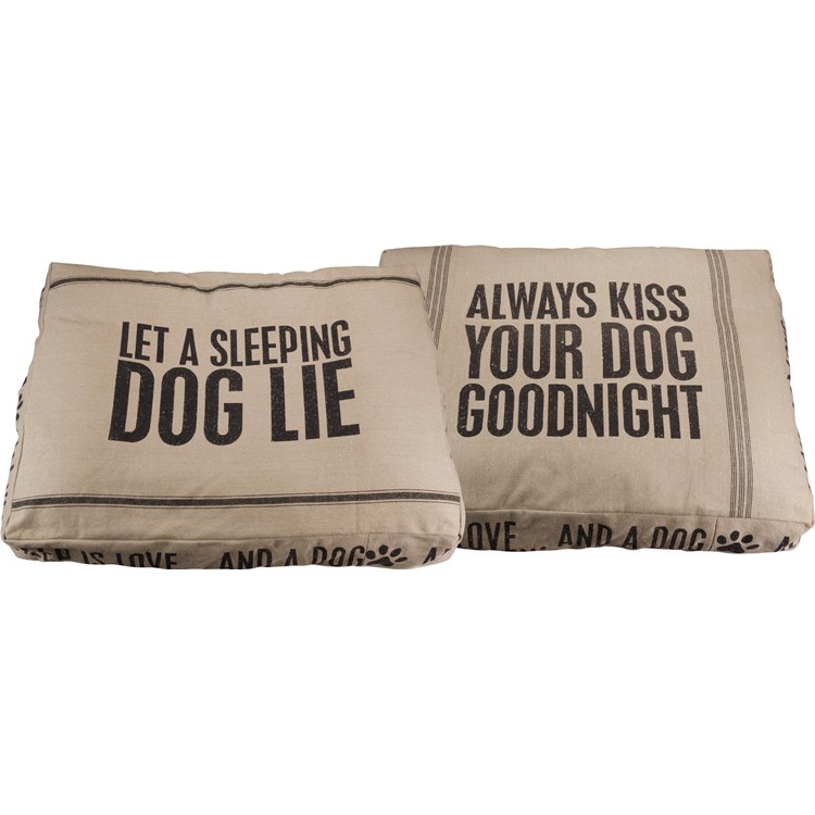 Dog Bed XL - Let A Sleeping Dog Lie - 36" x 27" x 6" - Cotton, Zipper