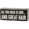 Box Sign - And Great Hair - 6" x 2.50" x 1.75" - Wood, Paper